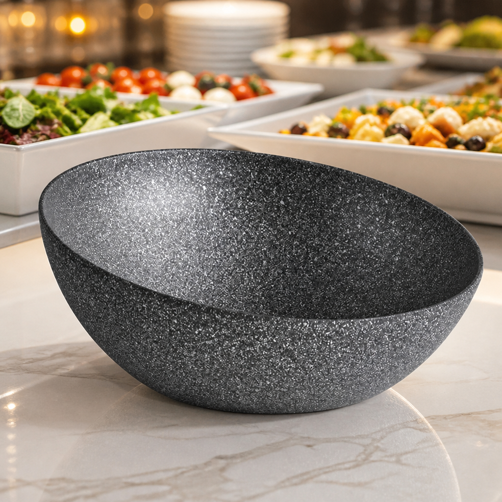 Commercial Metal Dish 3L Capacity Black Aluminium Bowl