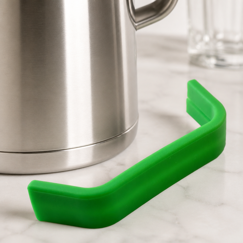 Commercial Milk Frothing Jug Silicone Sleeve Green Handle 1Ltr