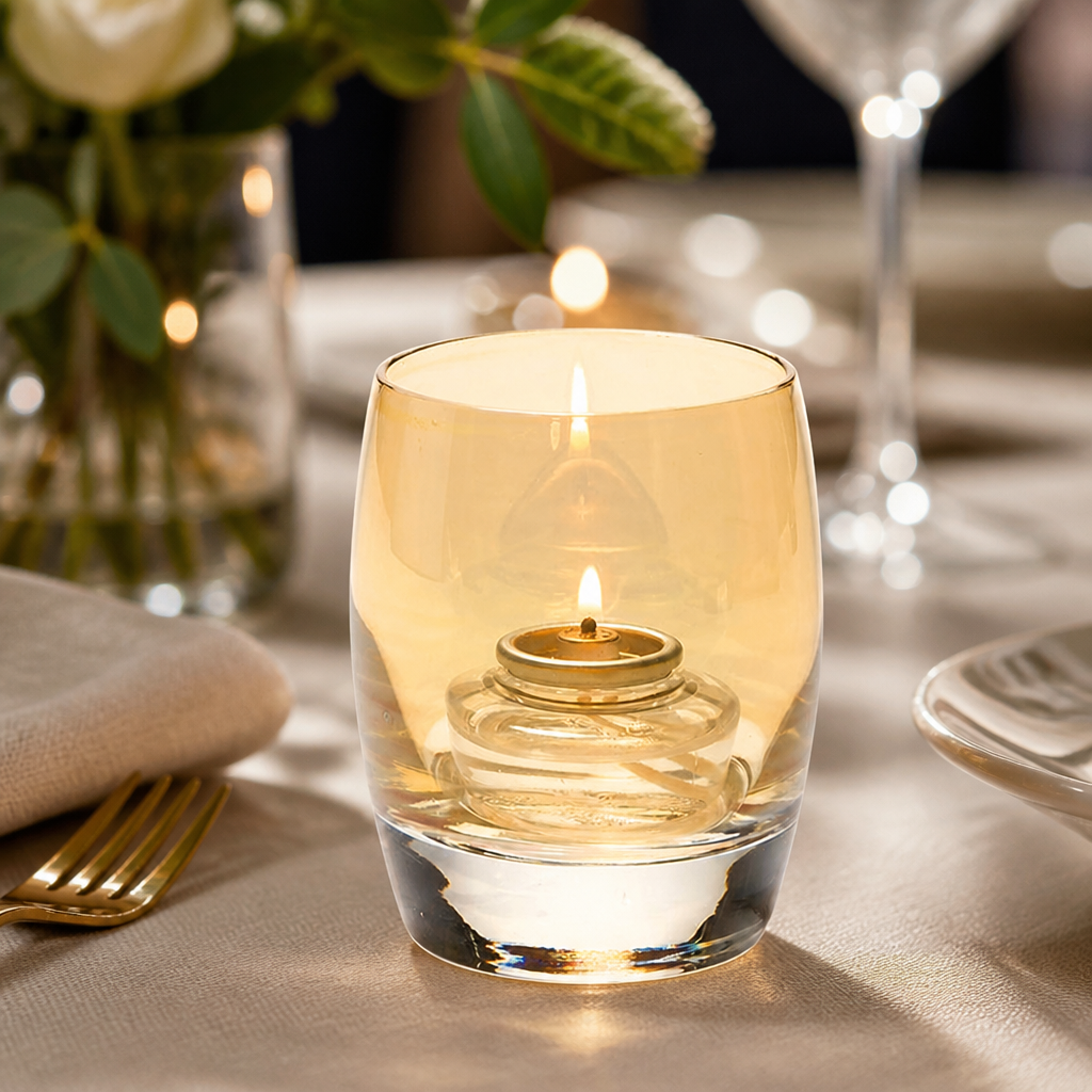Commercial Gold Lustre Glass Votives 95mm for Tealights 12 Pack