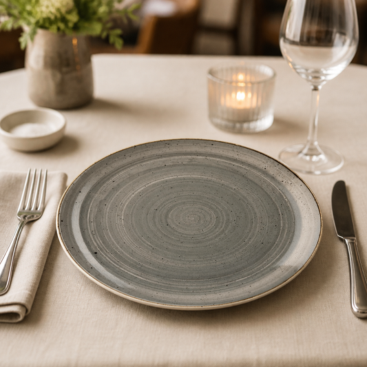 Commercial Round Coupe Plates 295mm in Peppercorn Grey