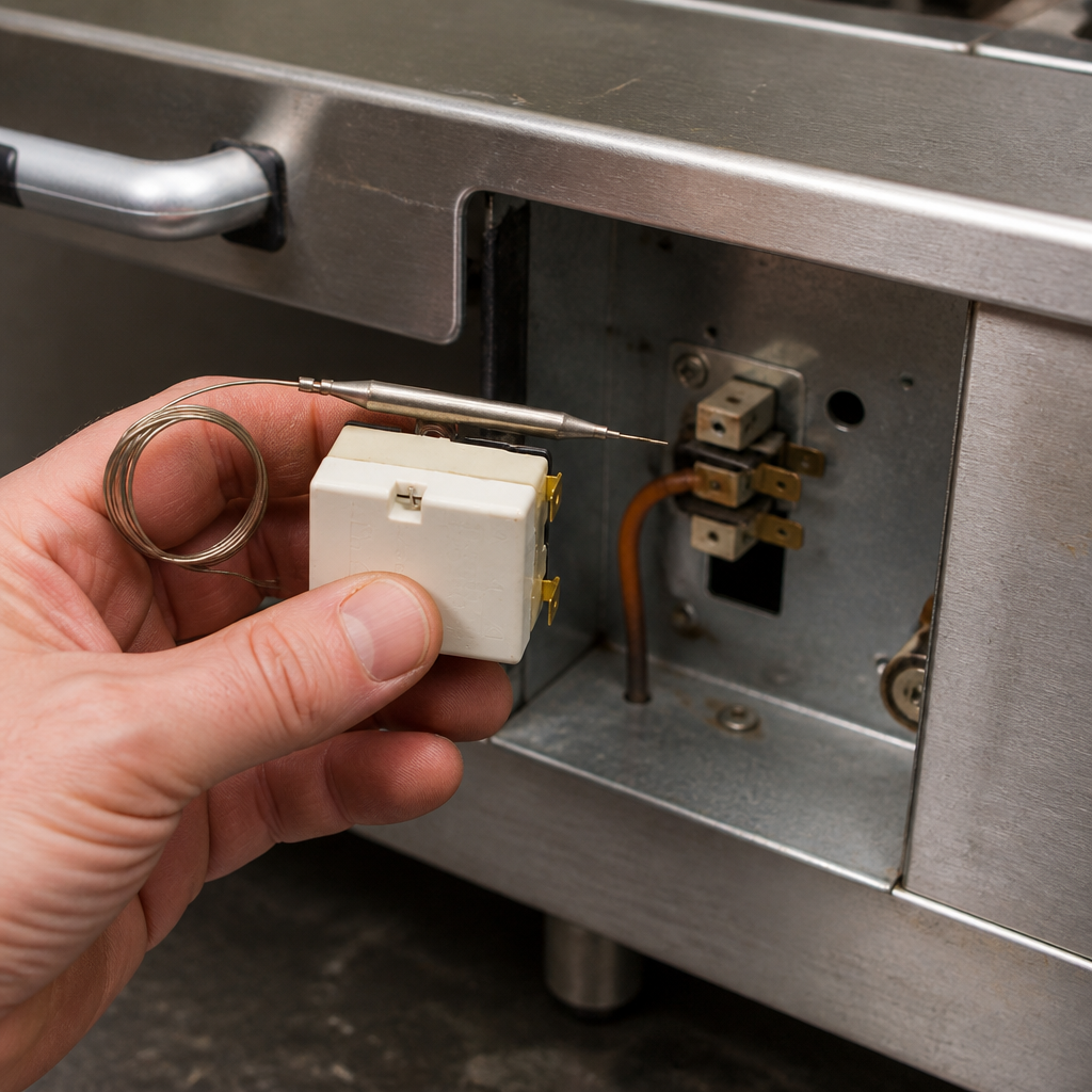 Commercial replacement thermostat for fryers 55mm high