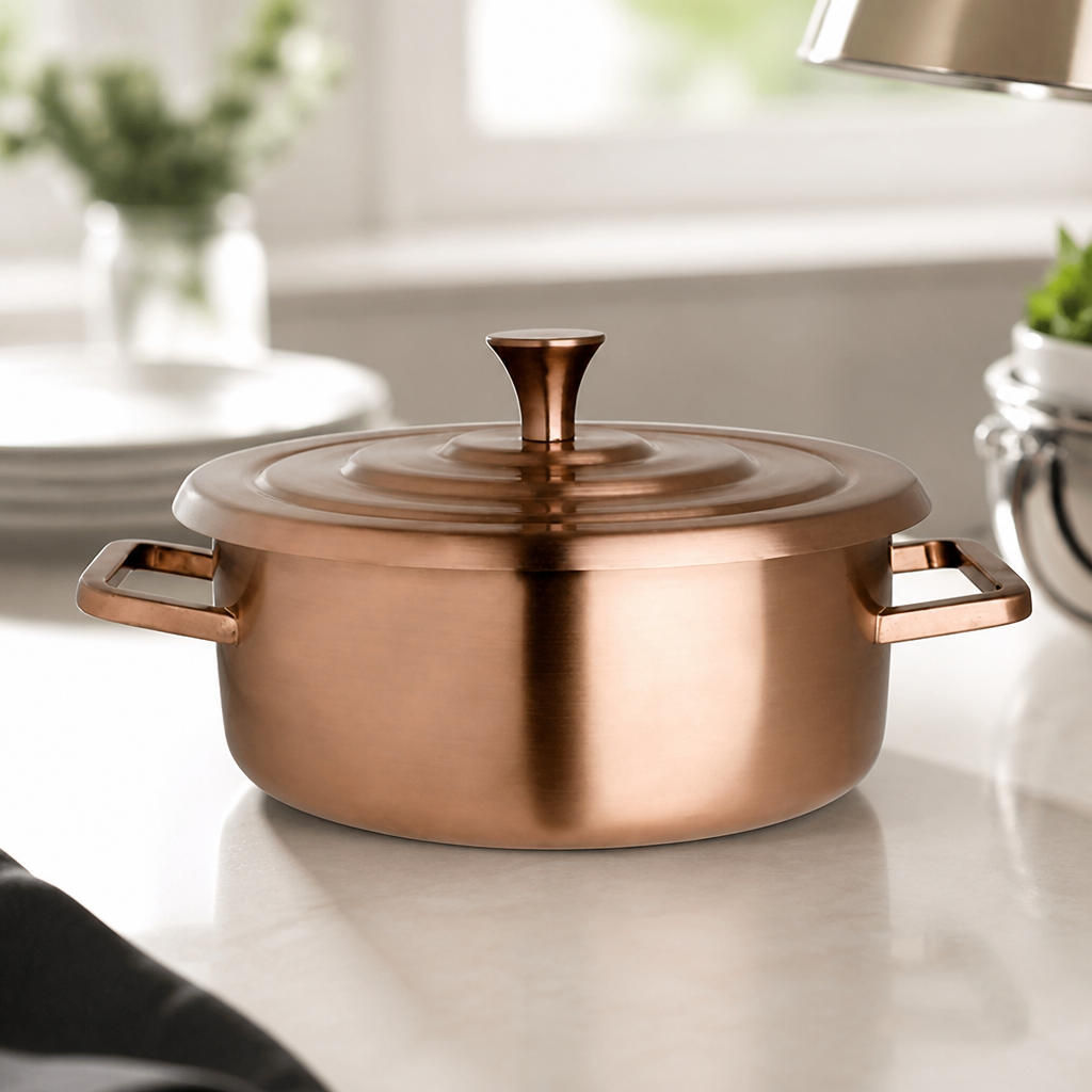 Commercial Brushed Bronze Round Chafer 1.9L Serving Dish