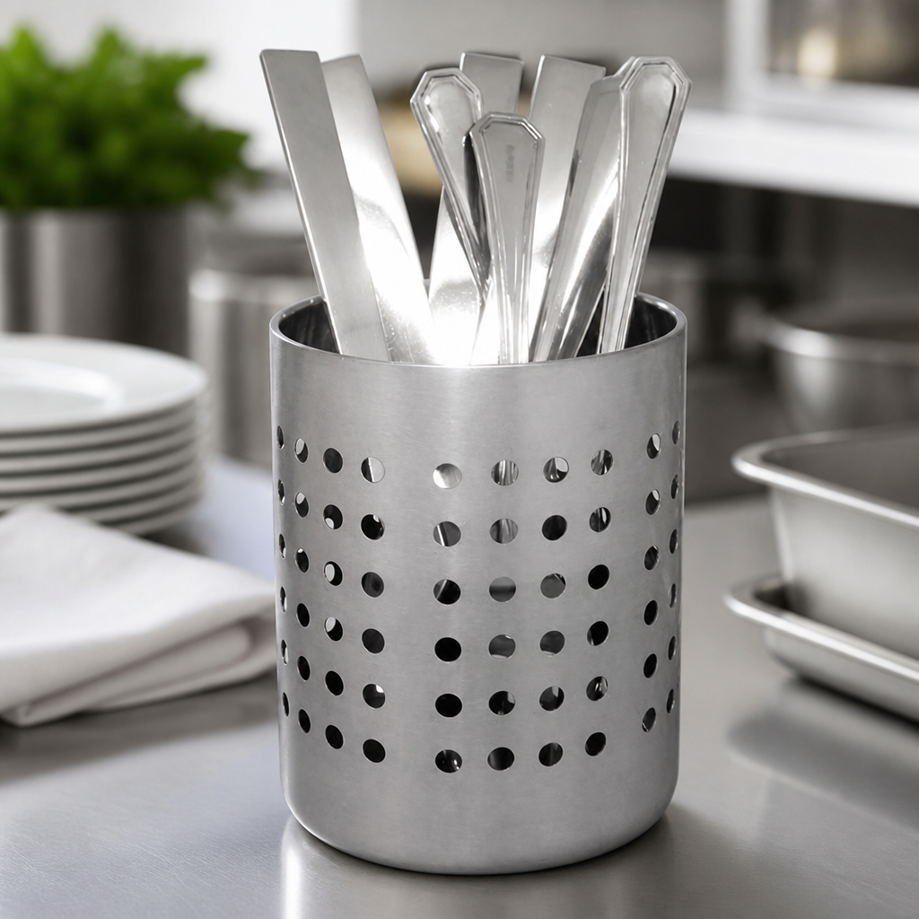 Commercial Stainless Steel Utensil Drainer for Cutlery Storage