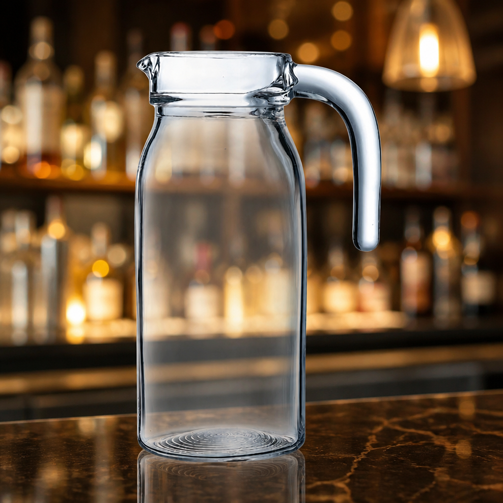 Pack of 6 glass jugs, 1 litre each for commercial catering