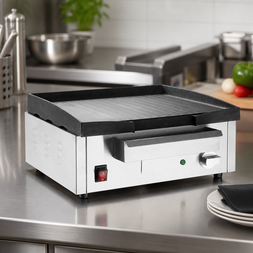 Commercial Cast Iron Countertop Griddle 1.8kW Cooking Surface
