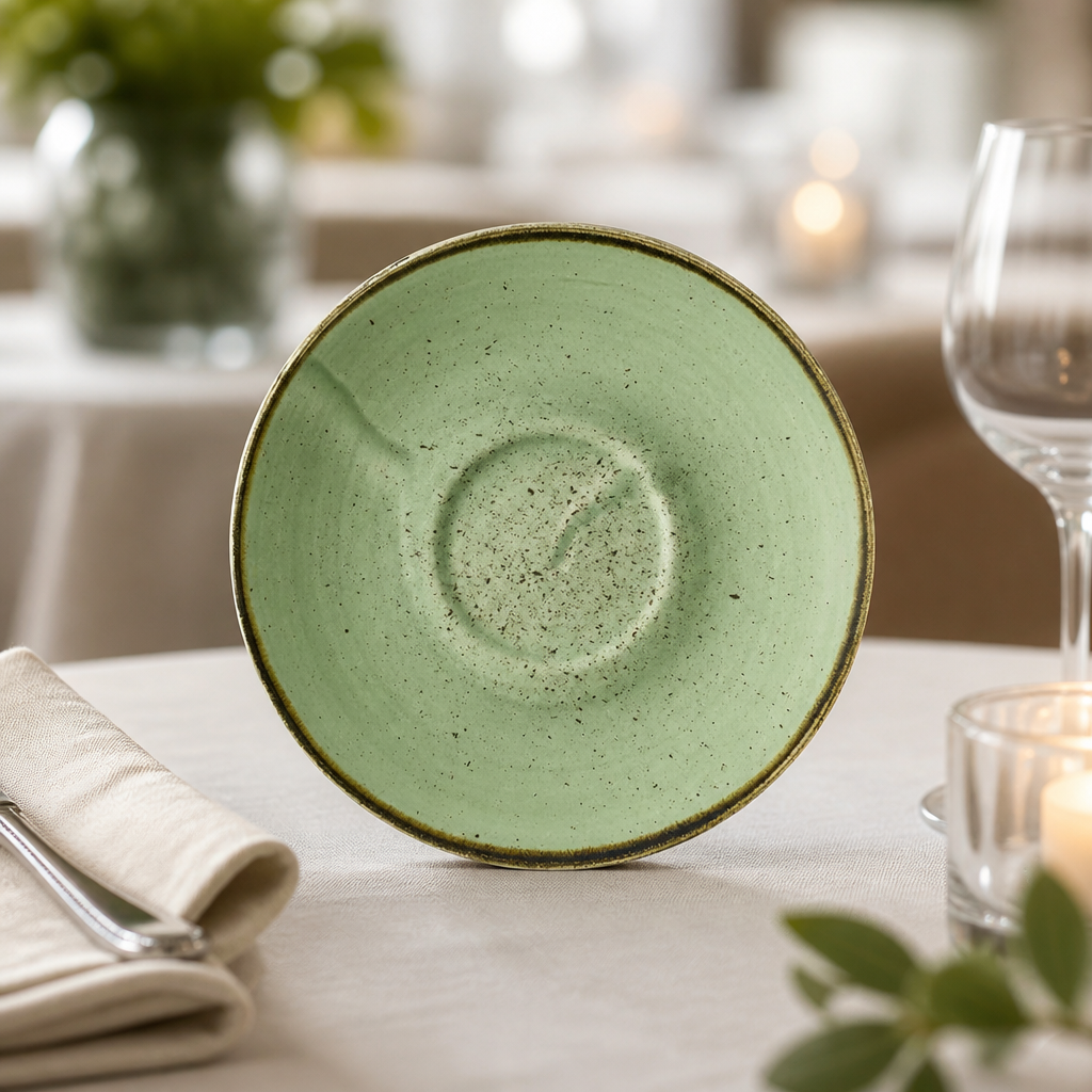 Commercial Green Cappuccino Saucers 158mm 12 Pack