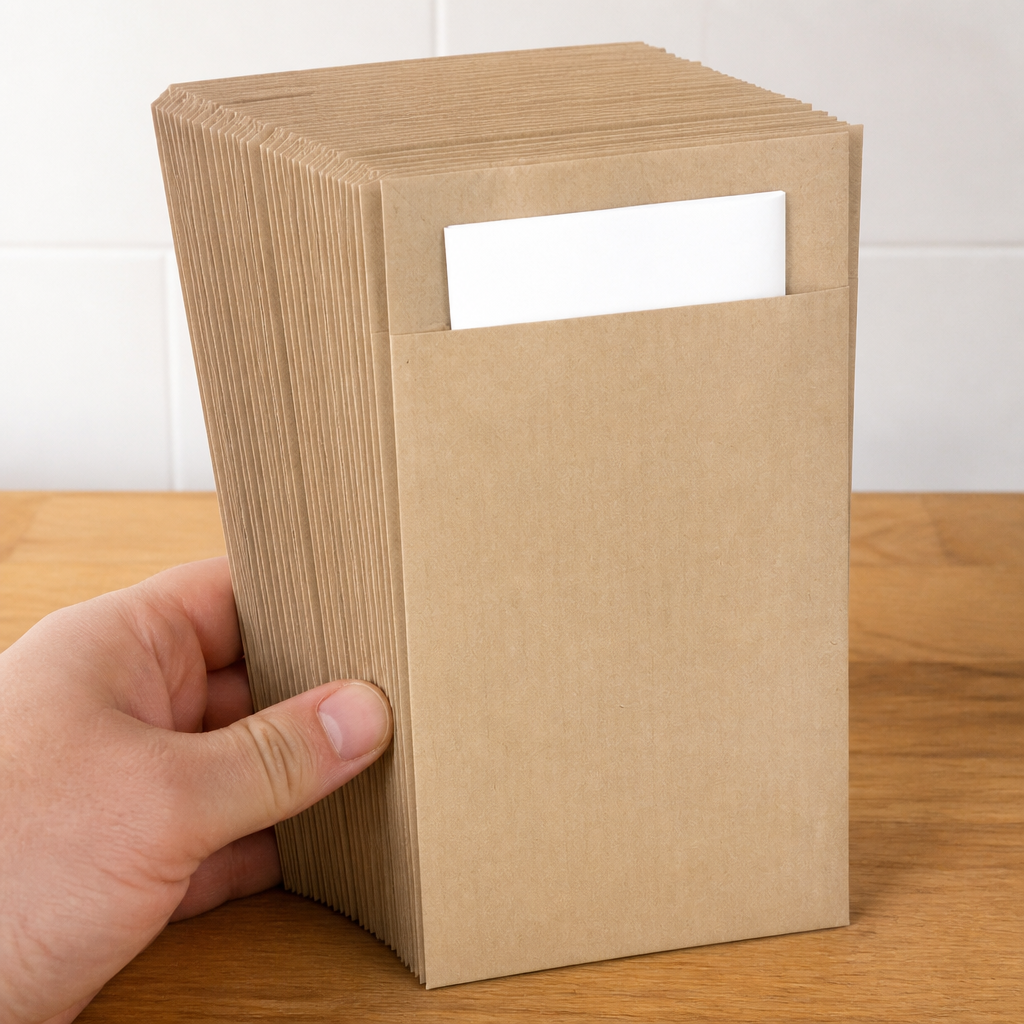 Commercial cutlery pouches with napkin, 500 pack