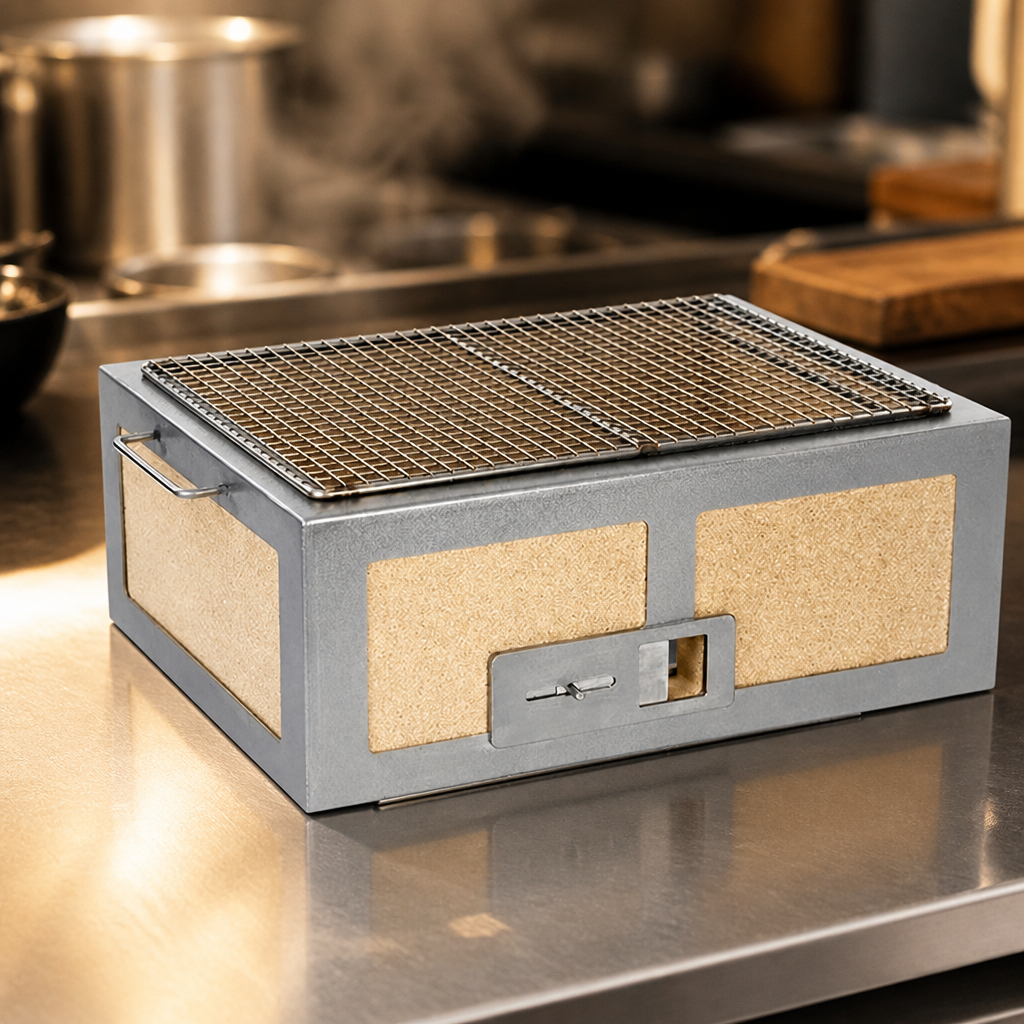 Medium Wide Konro Grill with Stainless Steel Frame 210mm Height