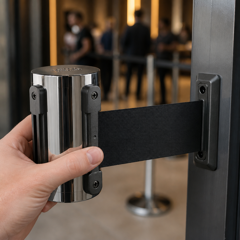Wall Mounted Barrier Strap Black 3m for commercial use