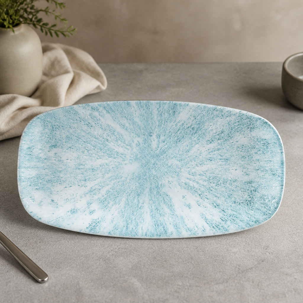 Commercial Oblong Chef Plates Aquamarine 153 x 298mm 12 Pack