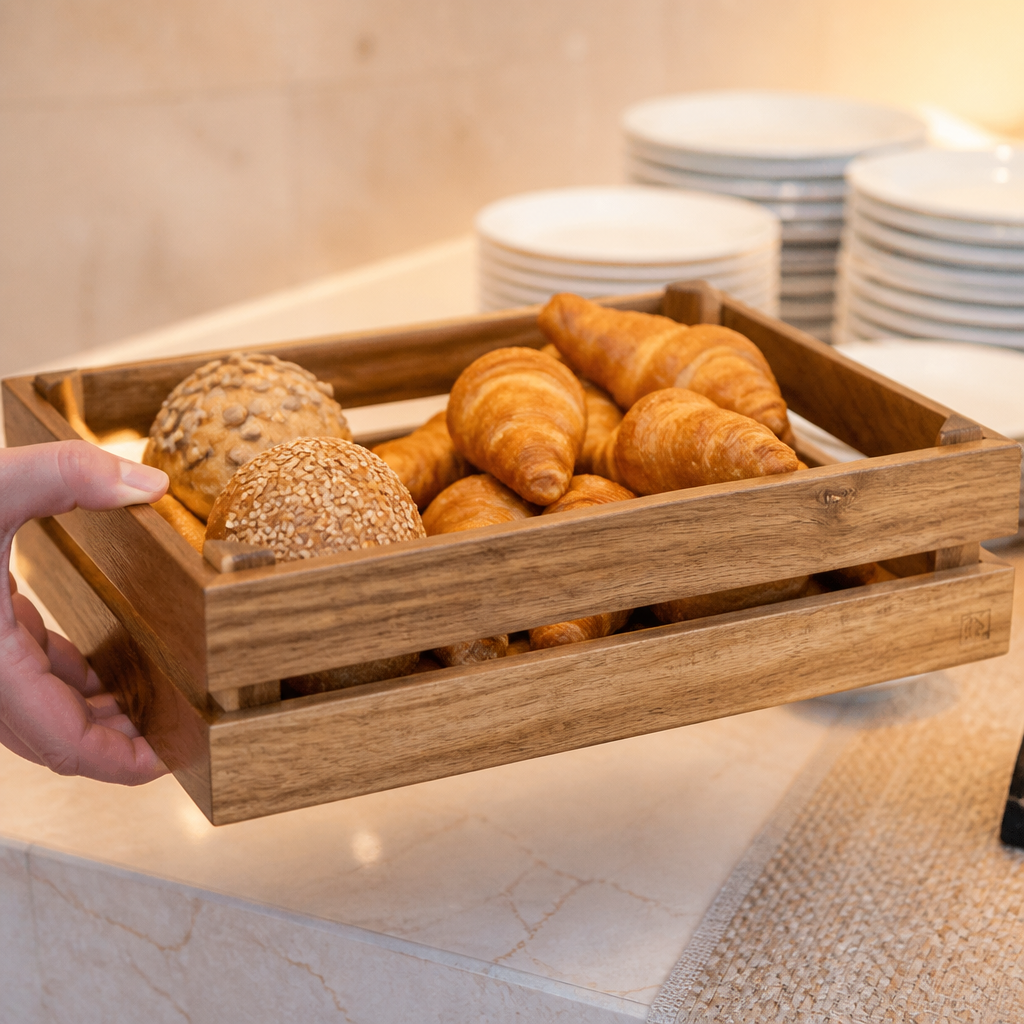 Acacia Wooden Crate for Catering Presentation