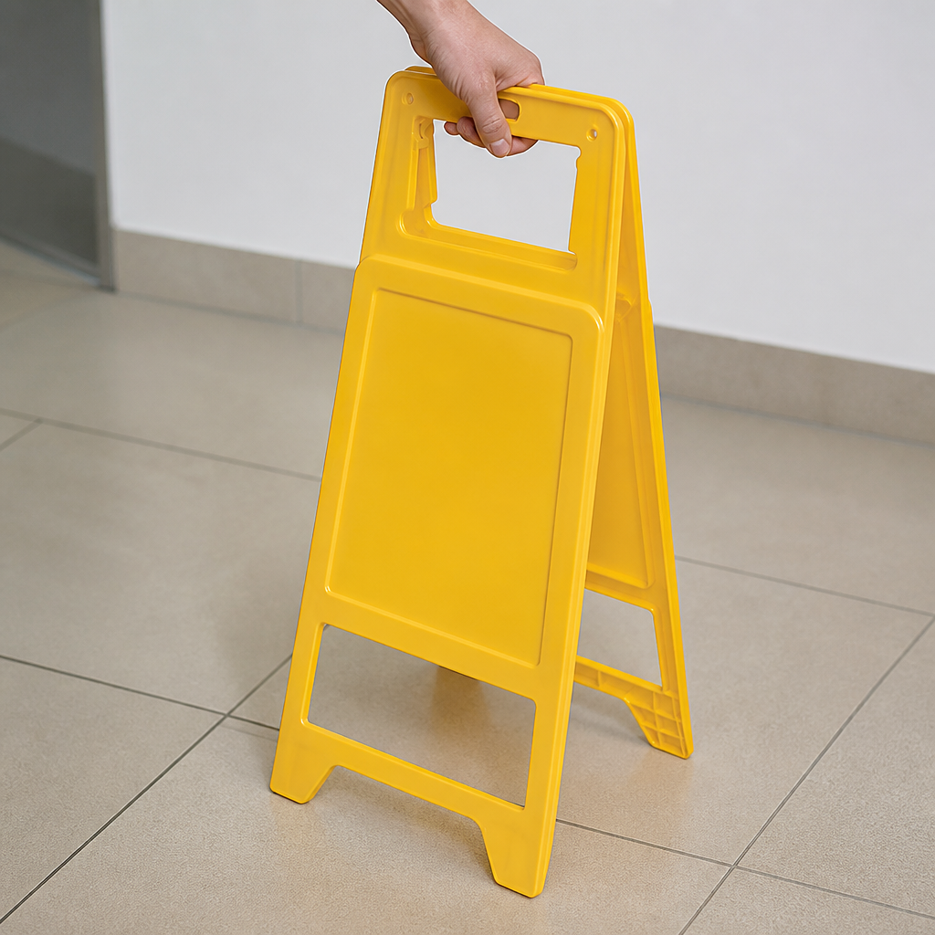 Commercial Non-Tip Wet Floor Safety Sign 600mm Yellow