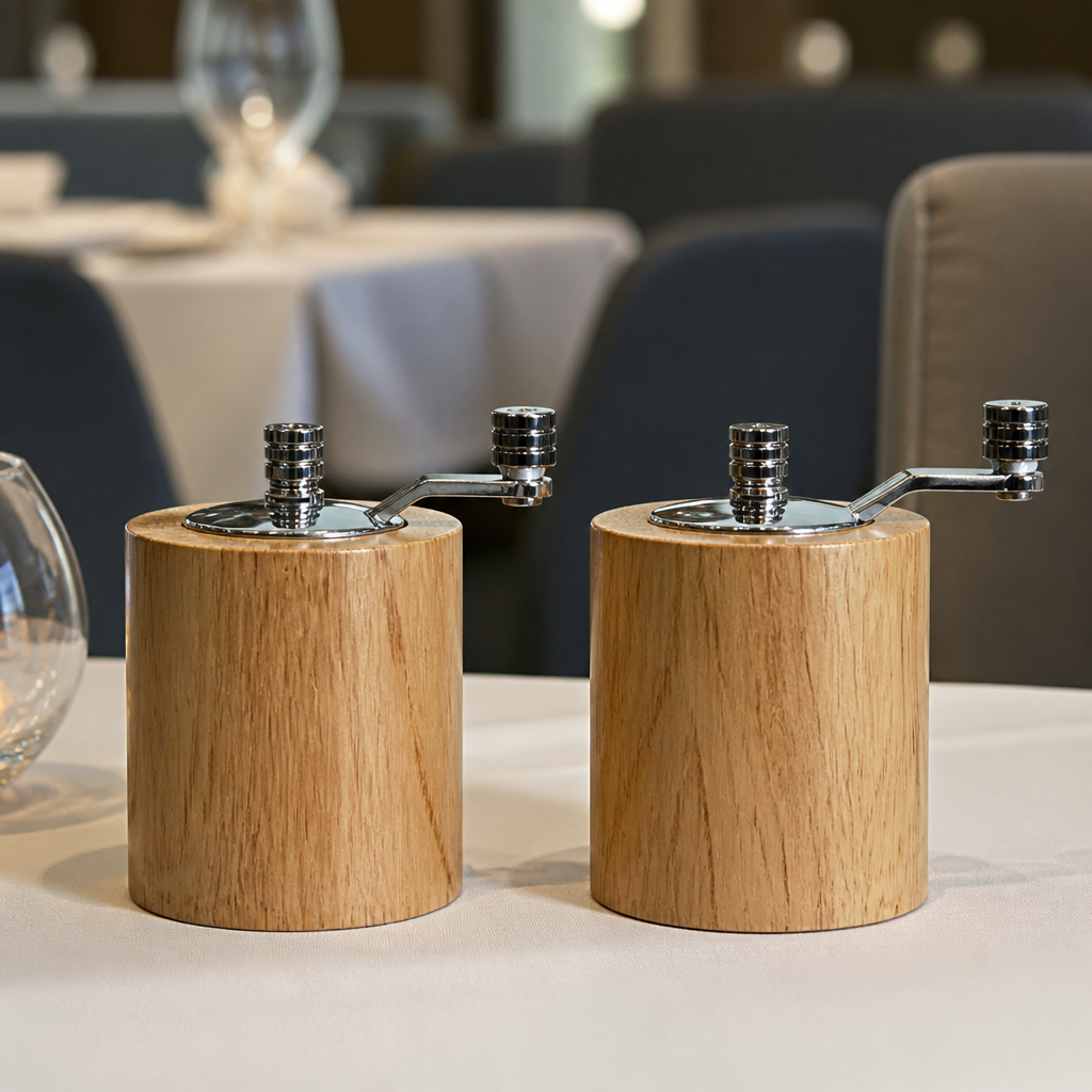 Commercial Wood Salt and Pepper Mill Grinder Set 80mm High