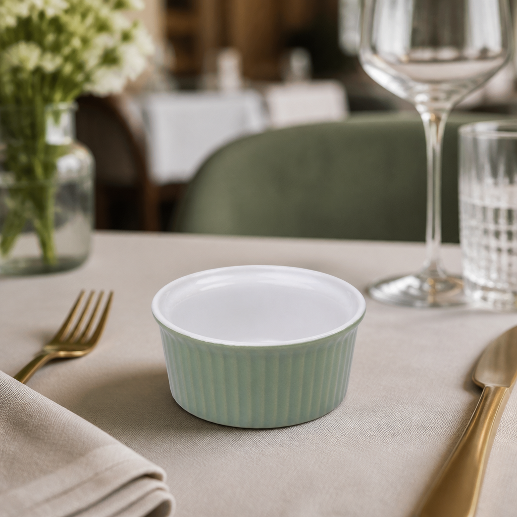 Commercial Souffle Dishes 70ml Green Ramekins 12 Pack