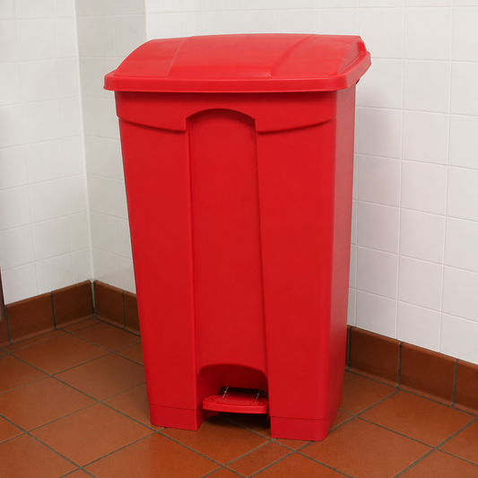 Commercial 87L Red Pedal Bin for Hygienic Waste Disposal
