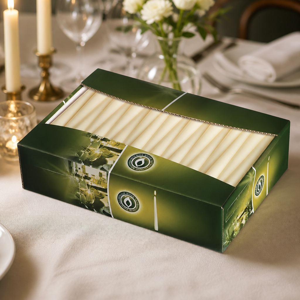 Commercial Tapered Ivory Candles 10" - 100 Pack