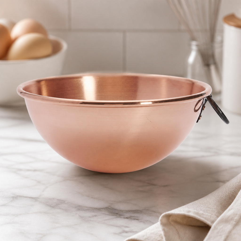 Commercial Copper Mixing Bowl 200mm with Cast Iron Handle