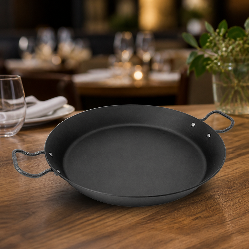 35cm Commercial Carbon Steel Paella Pan for versatile cooking