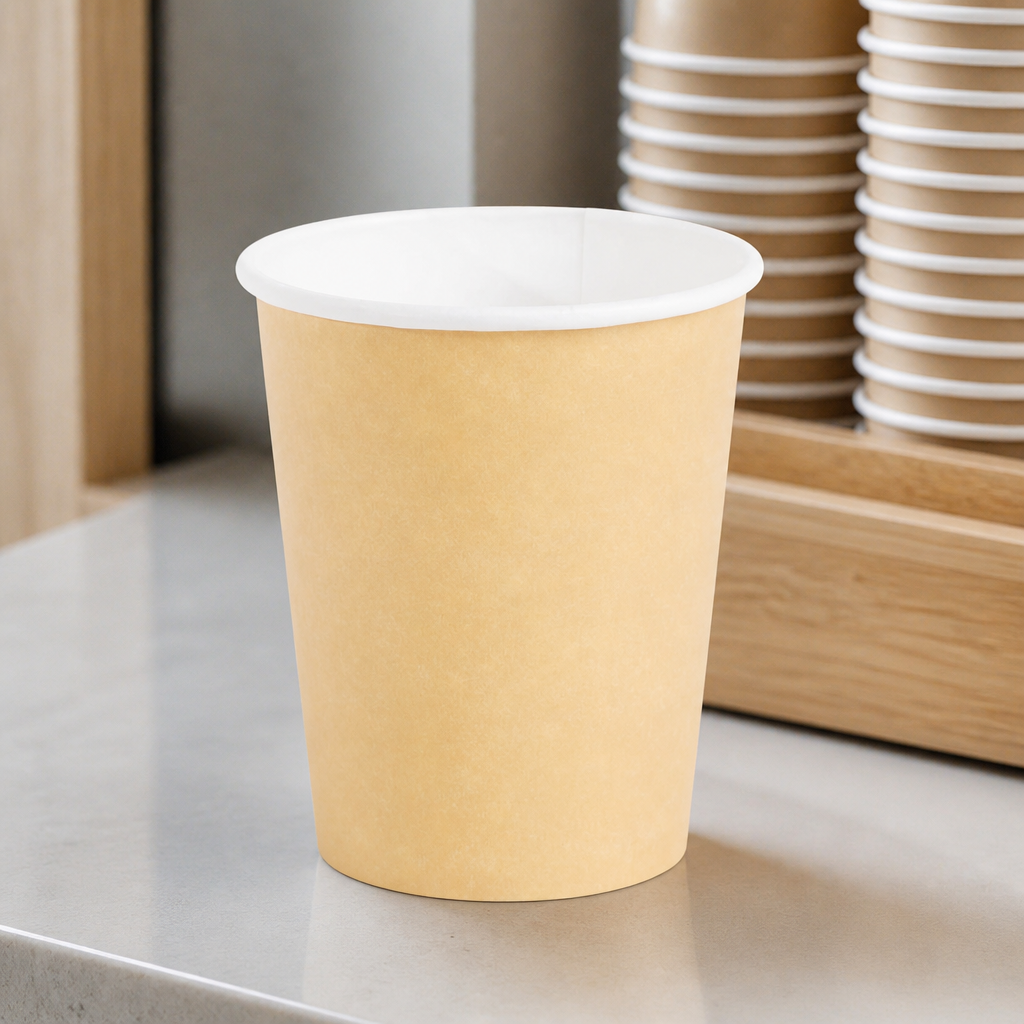 Disposable Coffee Cups 227ml Kraft Single Wall 1000 Pack