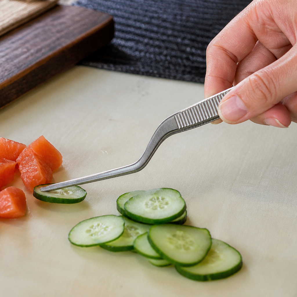 140mm Stainless Steel Sushi Tweezers for food presentation