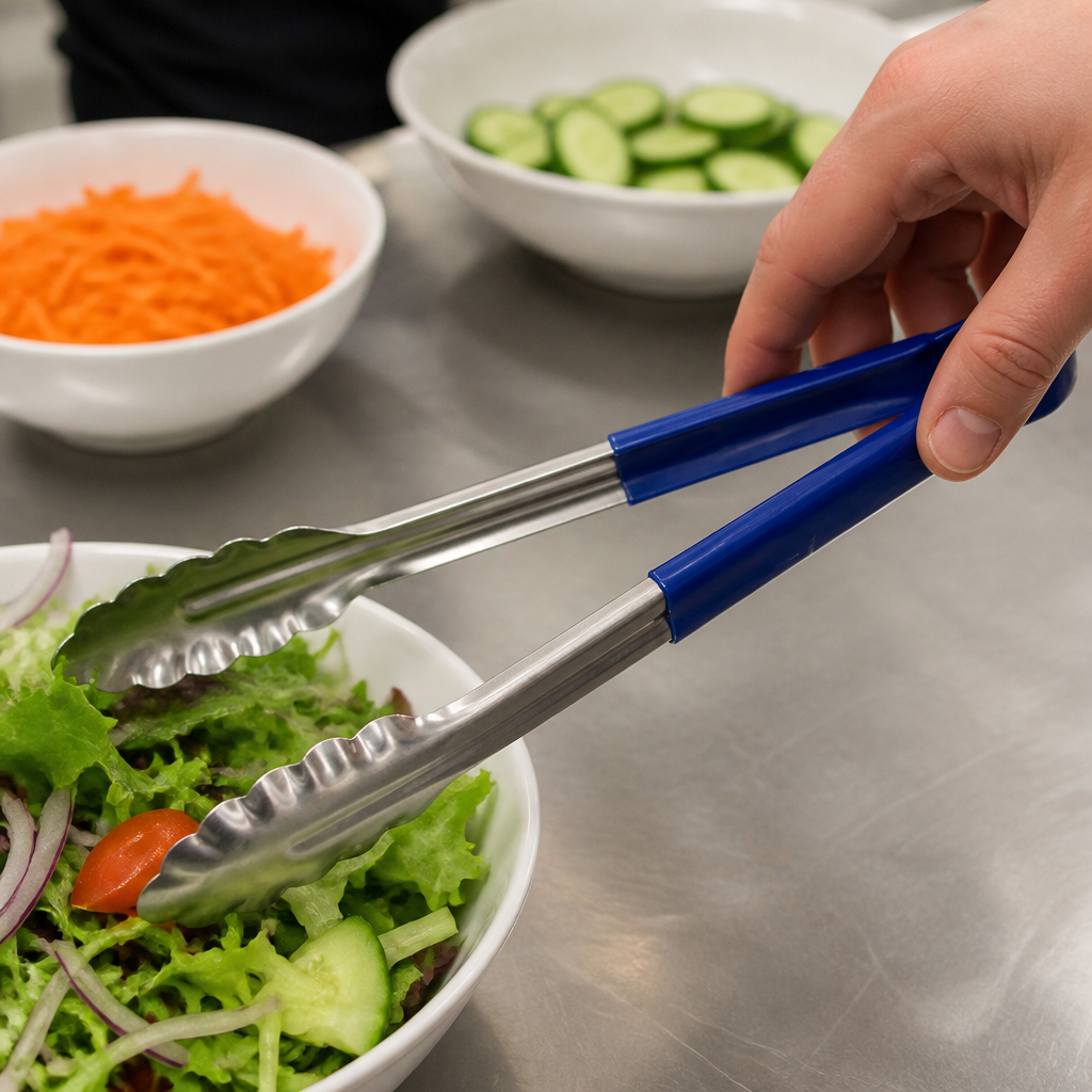 300mm blue serving tongs for commercial catering