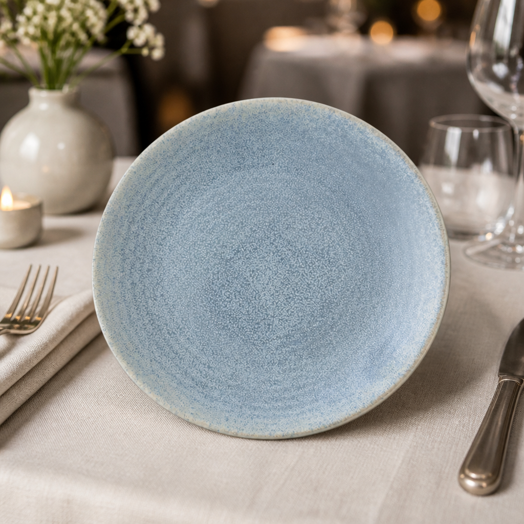 Commercial Coupe Plates 229mm Reactive Glaze Blue 6 Pack
