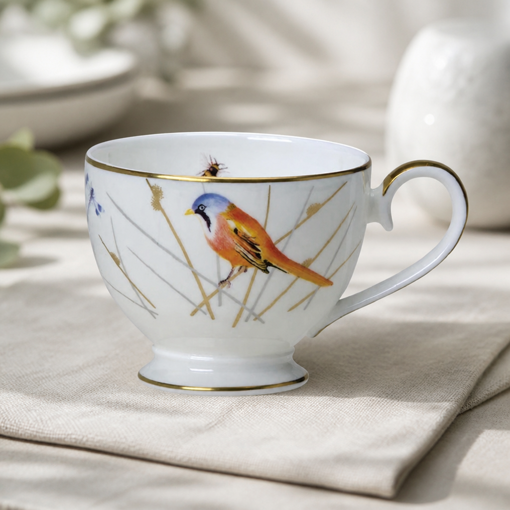 Commercial Footed Tea Cups 220ml Set of 12 Durable Bone China