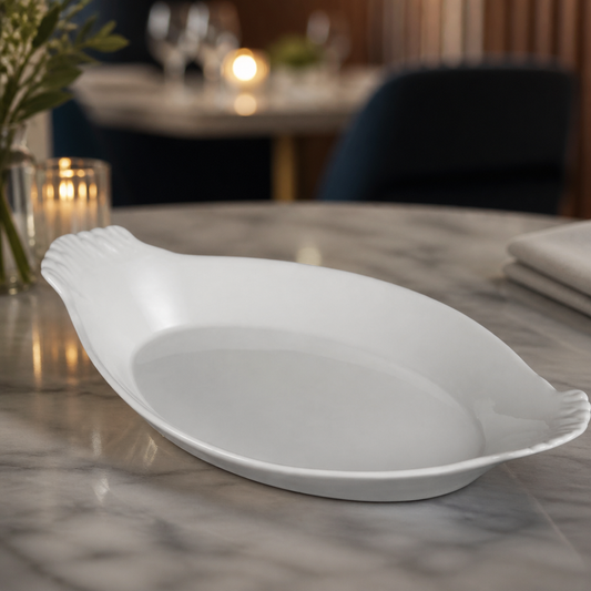 Commercial Oval Eared Dishes 320x177mm Porcelain - 6 Pack