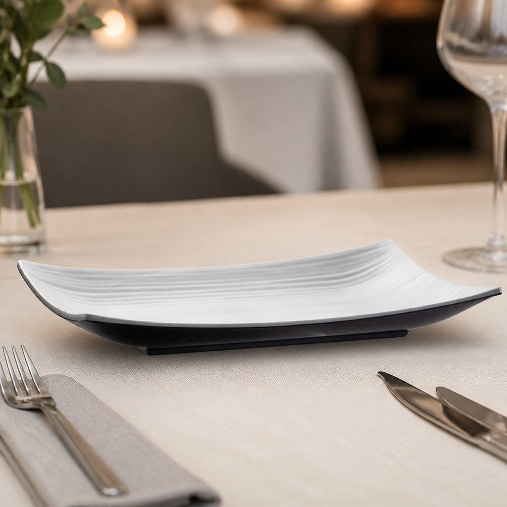Commercial Melamine Curved Rectangular Platter 11 Inch