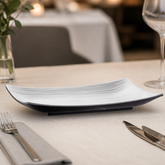 Commercial Melamine Curved Rectangular Platter 11 Inch
