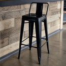 Commercial Outdoor High Stool with Backrest Black 4 Pack