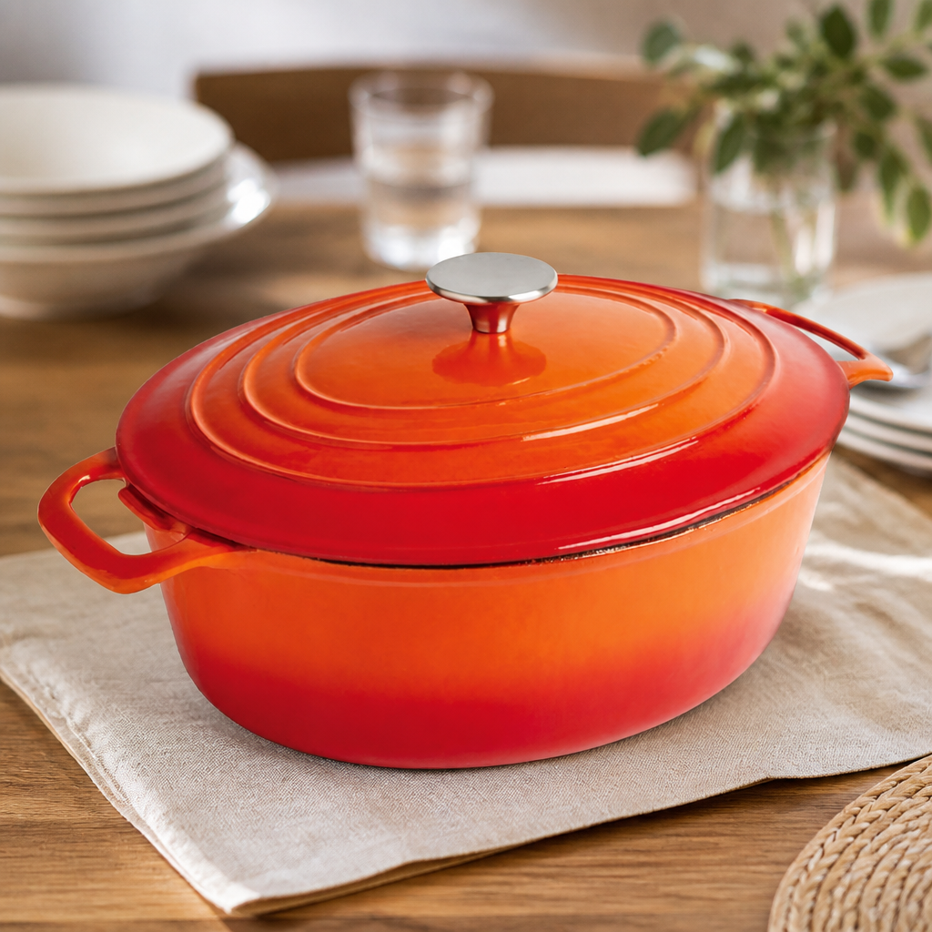 5Ltr Cast Iron Oval Casserole Dish for Commercial Cooking
