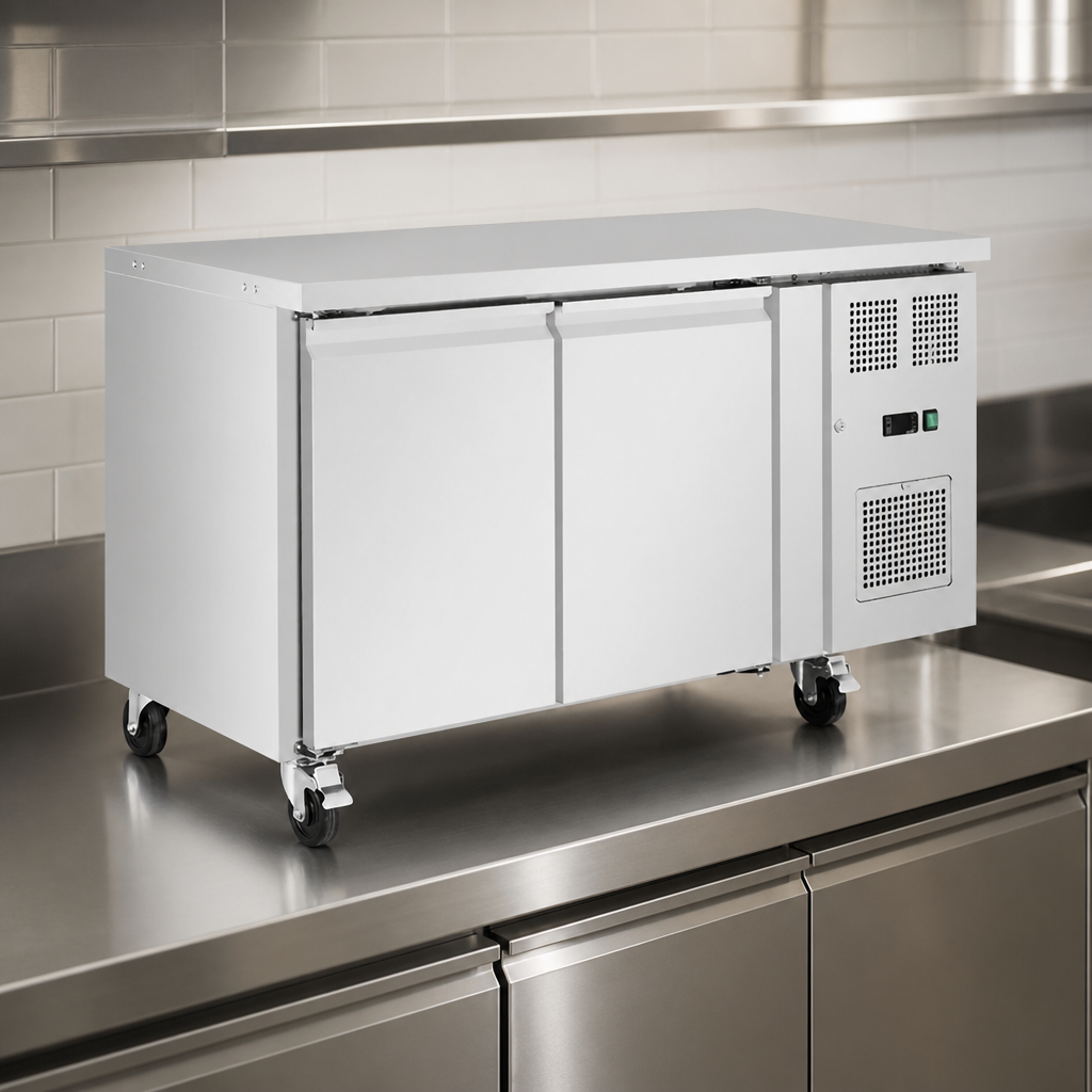 Commercial Double Door Slimline Counter Fridge 260 Ltr Capacity