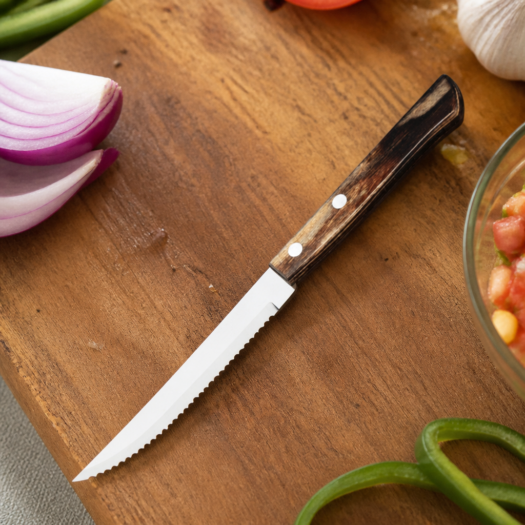 Set of 6 commercial steak knives for meat and pizza cutting