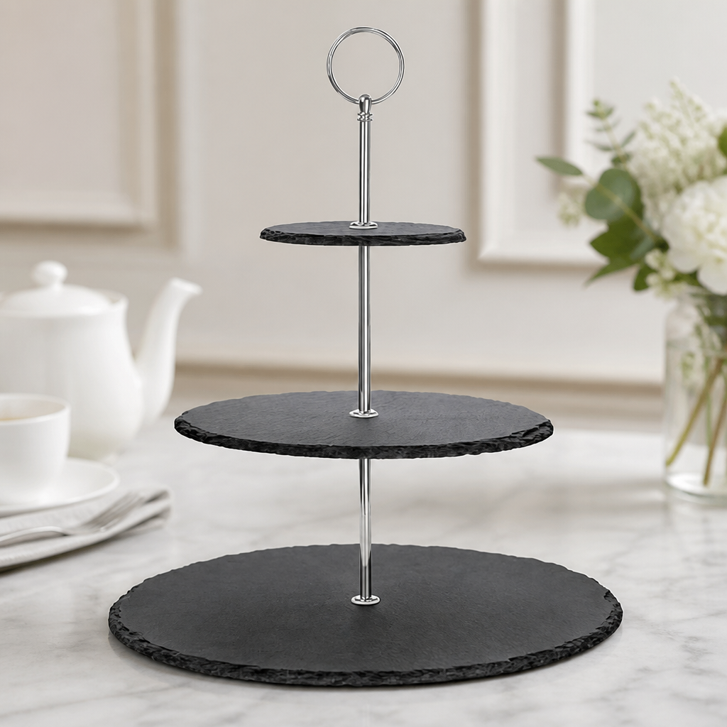 Commercial 3 Tier Slate Afternoon Tea Stand 345mm Height