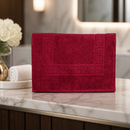 Non-Slip Wine Bath Mat 700gsm Soft Cotton Grecian Key Design