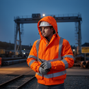 Premium High Visibility Rail Padded Bomber Jacket in Orange with Enhanced Safety Features