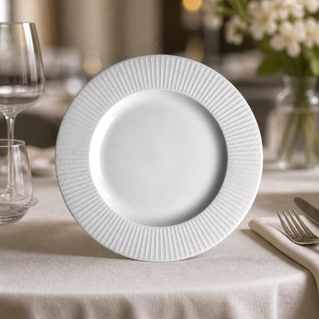 Commercial 255mm Mid Rim Plates - 24 Pack Durable Ceramic