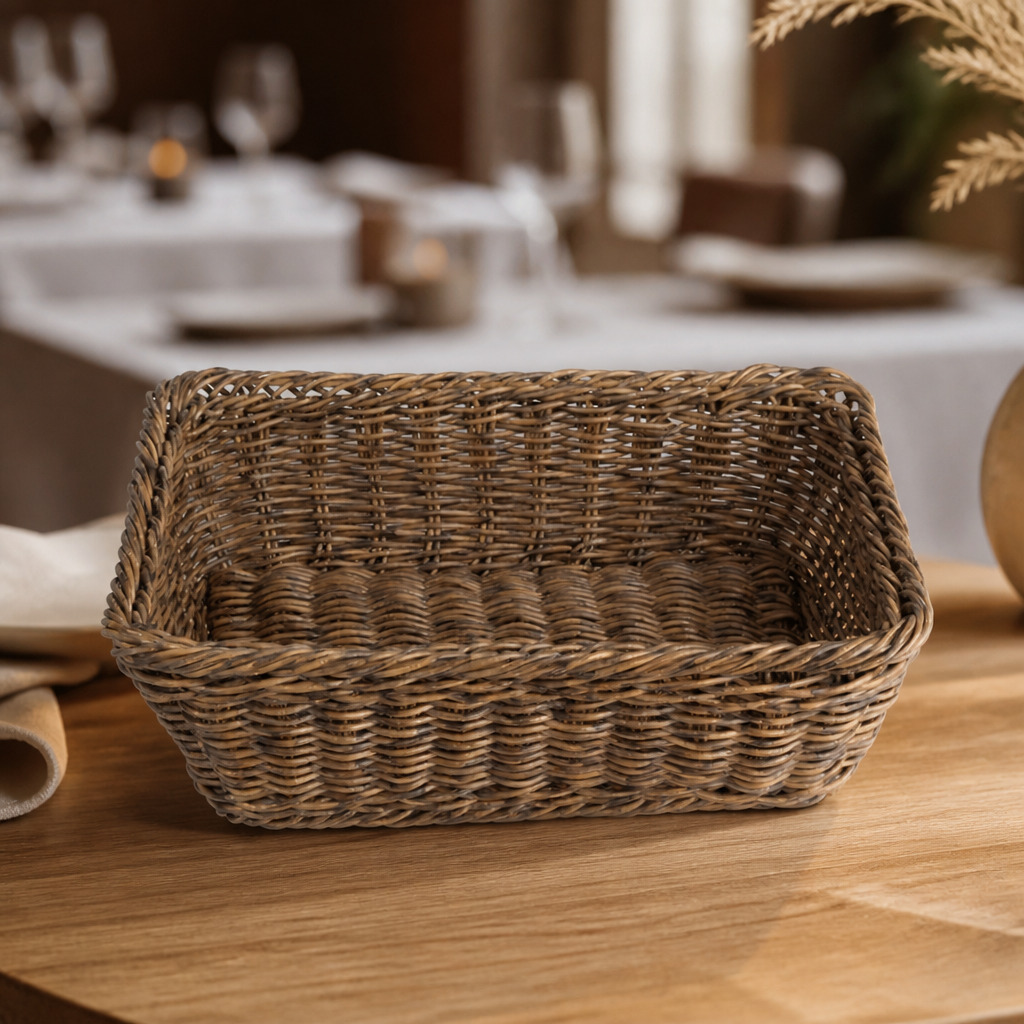 Commercial Rectangular Serving Basket 300x230mm Dark Brown