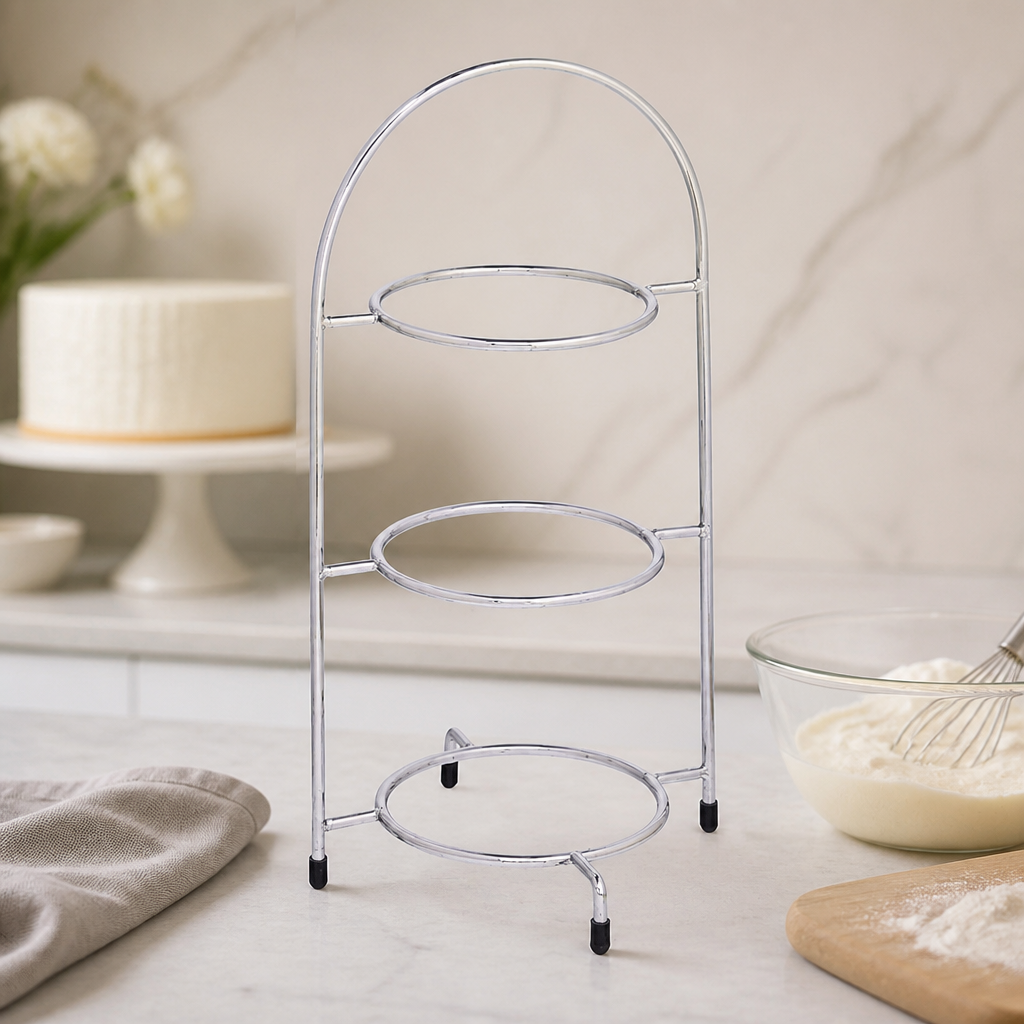 Commercial Three Tier Cake Stand 200mm Stainless Steel Silver