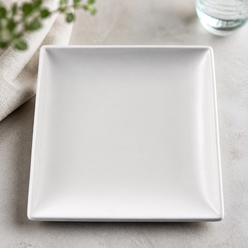 Commercial Porcelain Square Serving Plates 295mm 6 Pack