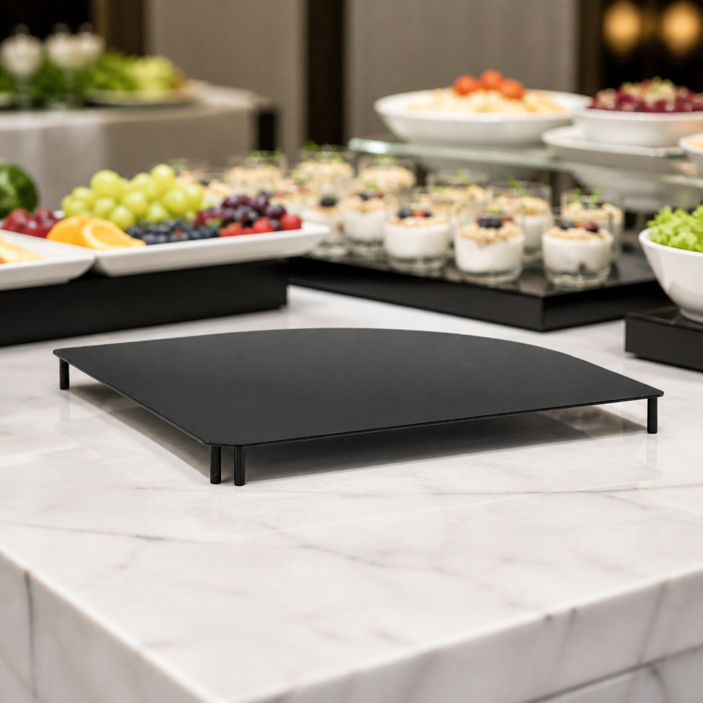 Commercial Corner Link Black 390x390x30mm for food presentation