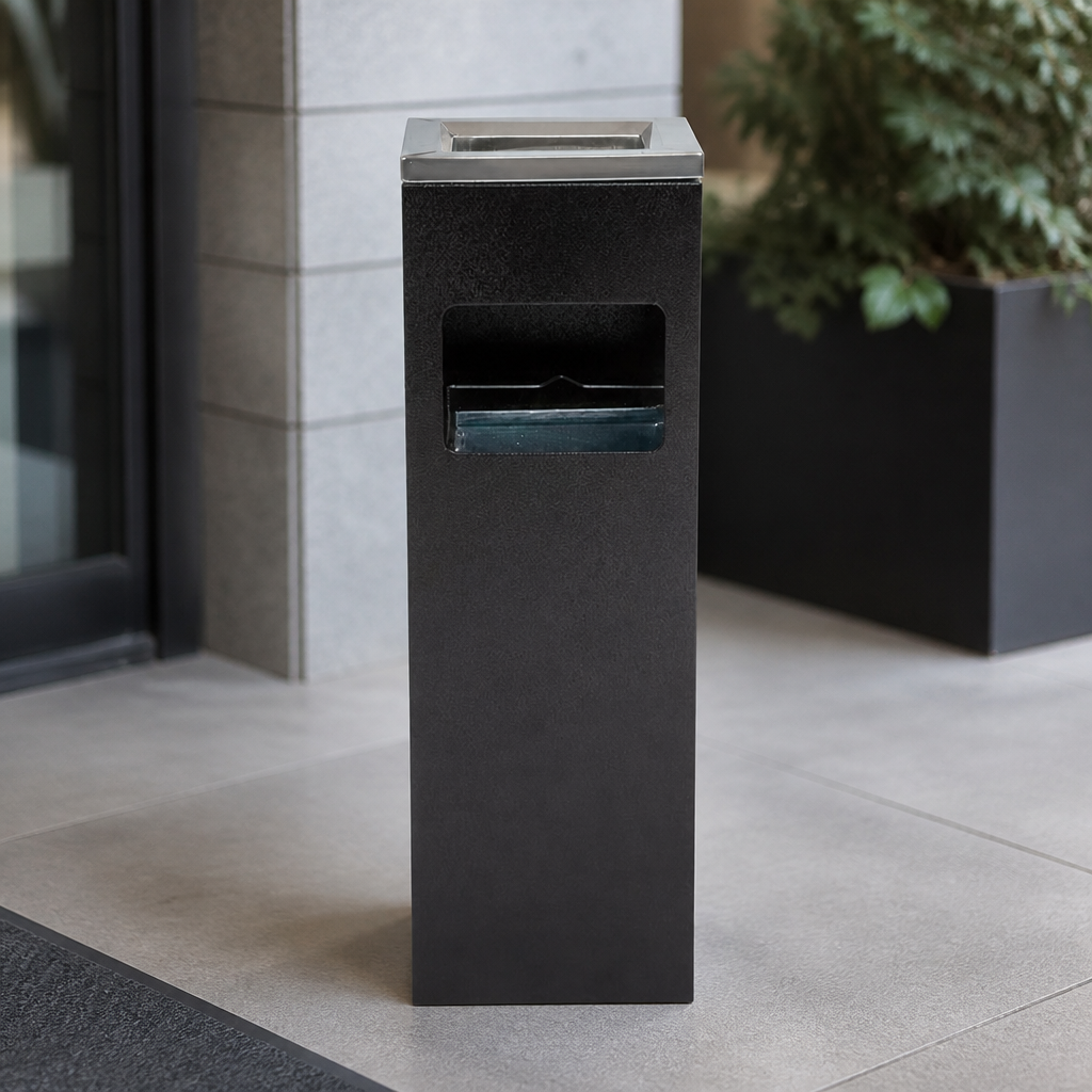 Commercial Square Cigarette Bin 10L Capacity Outdoor Ashtray