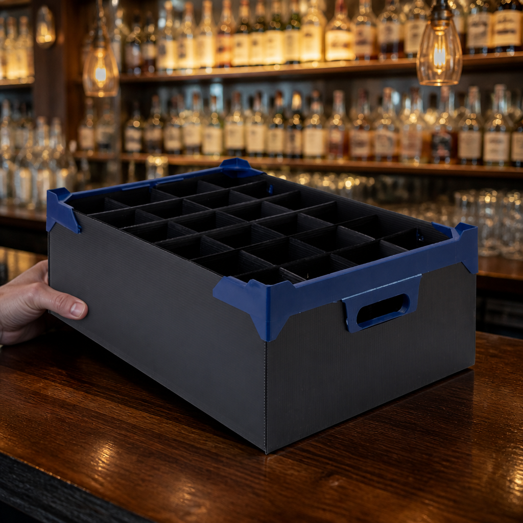 Commercial glass storage carry box for 24 hi ball glasses