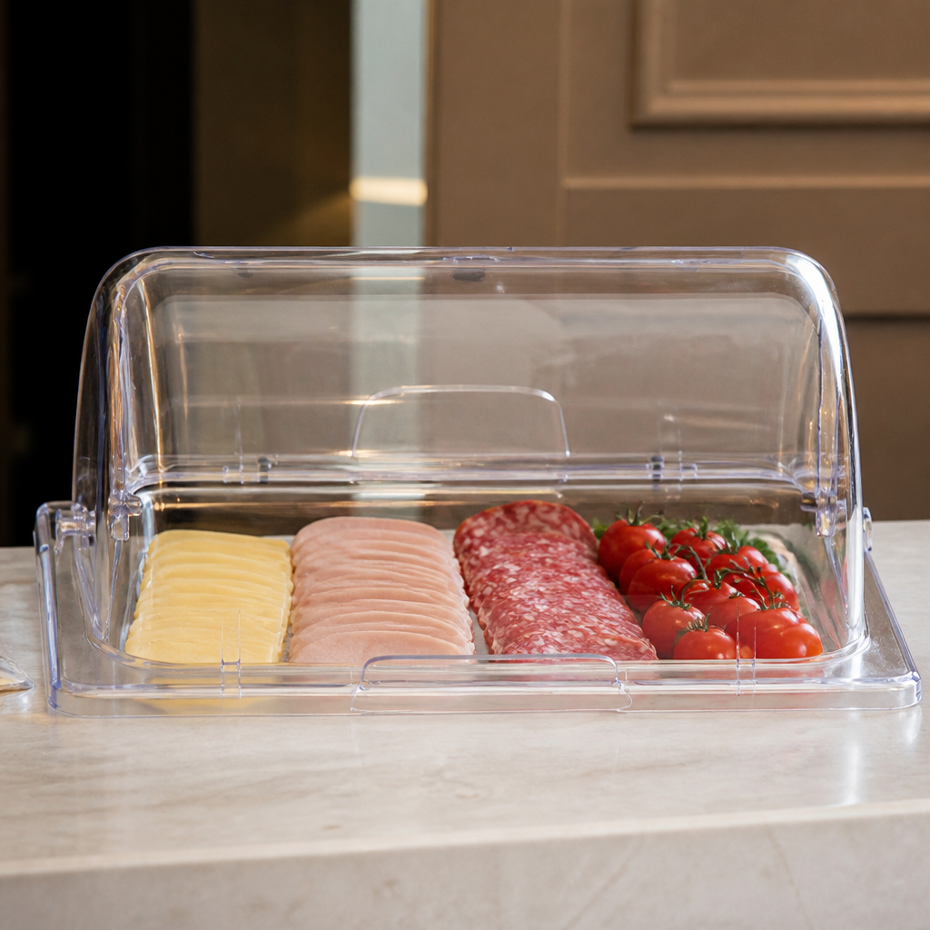 Commercial Polycarbonate Rolltop Cover GN 1/2 for food display