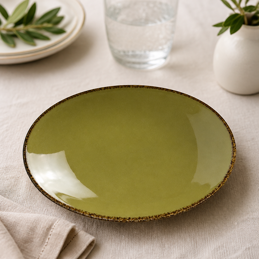 Commercial Olive Spice Plates 150mm Porcelain 36 Pack