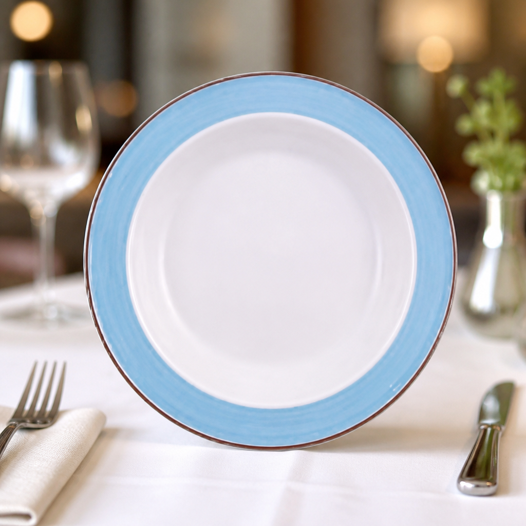 Commercial blue soup plates 215mm - 24 pack porcelain dinnerware