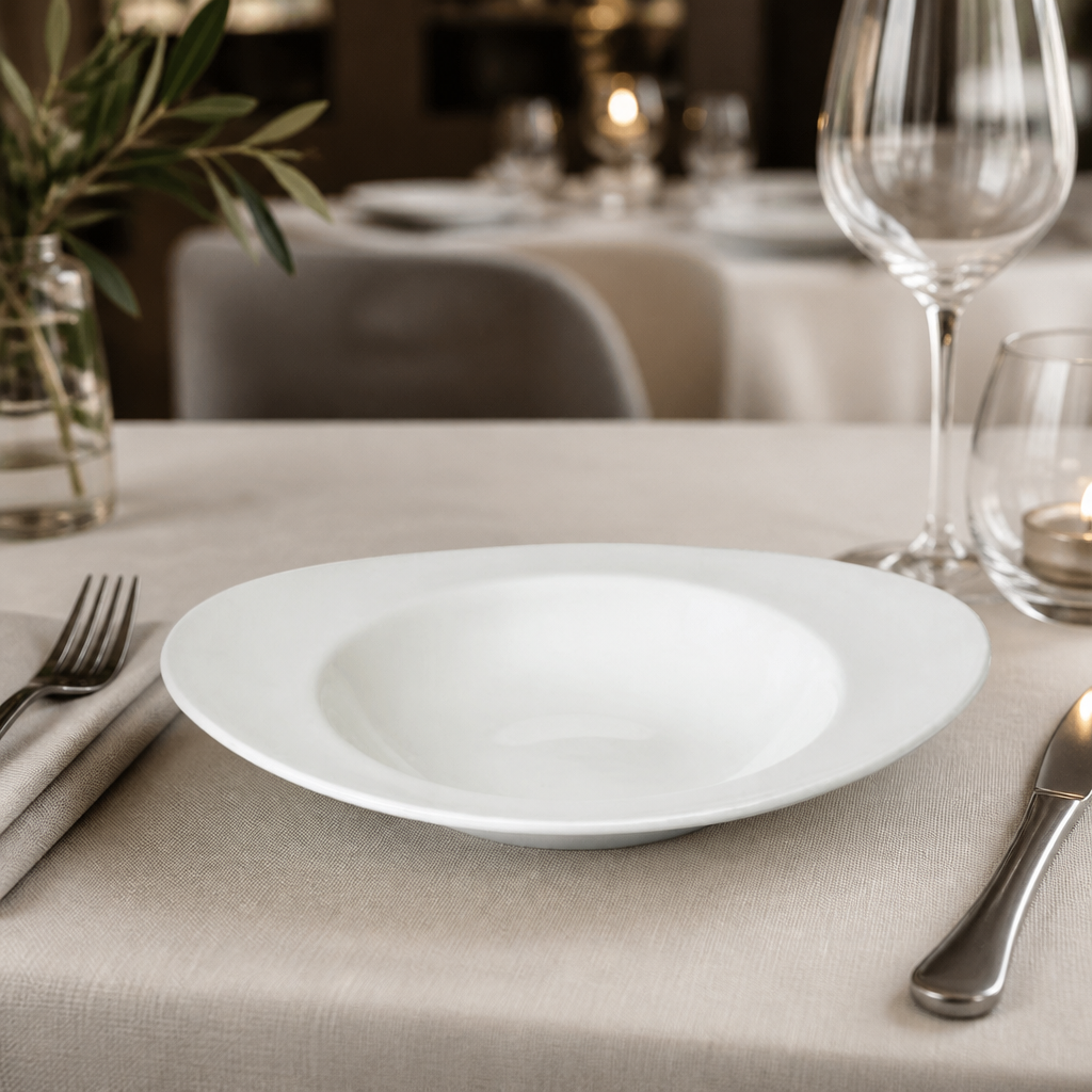 Commercial Oval Soup Plates 230mm Porcelain 12 Pack