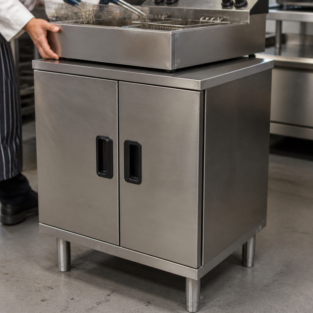 Commercial Heated Pedestal Stand 600mm with doors and legs