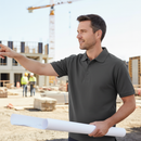 Premium High-Quality Graphite Grey Polo Shirt with Knitted Collar, Cuffed Sleeves, and Triple Stitched Seams for Ultimate Durability